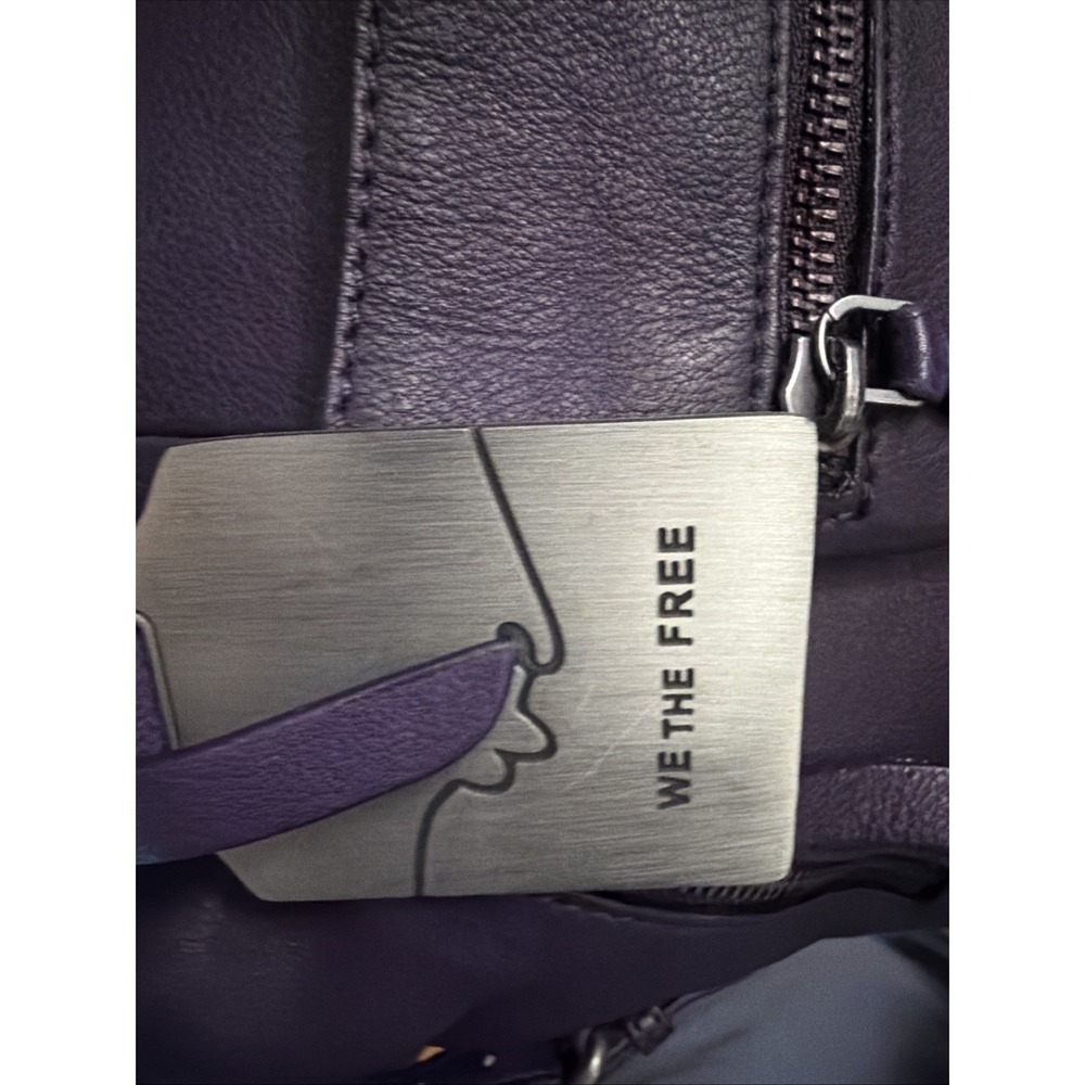NWT We The Free People Baby Emerson MIDNIGHT ORCHID Leather Tote Bag Purple - Picture 10 of 11